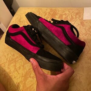 Like New Red Velvet and Suede Jacquard Vans